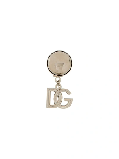 Shop Dolce & Gabbana Mono Logo Earring In Silver
