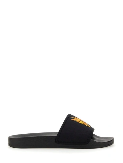 Shop Palm Angels Slide Sandal With Logo In Black