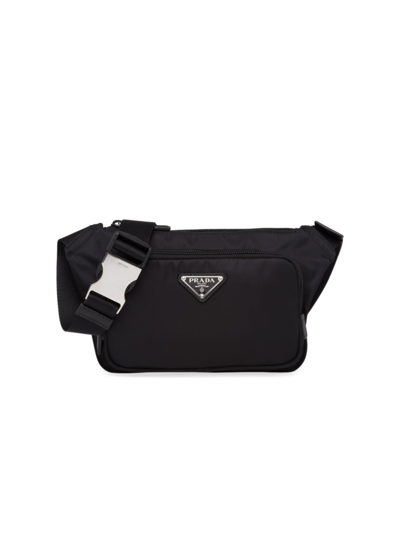 Shop Prada Men's Re-nylon And Saffiano Leather Shoulder Bag In Black