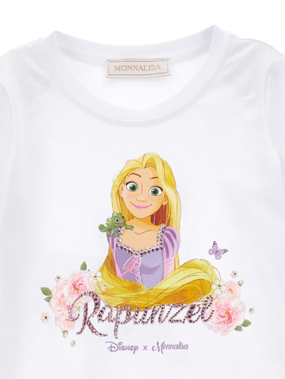 Shop Monnalisa Rapunzel Jersey T-shirt In White