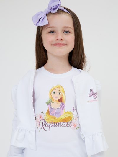 Shop Monnalisa Rapunzel Jersey T-shirt In White