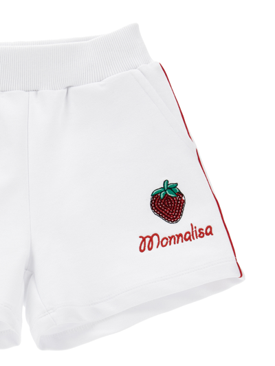 Monnalisa Two-tone Fleece Shorts In White