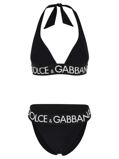 Shop Dolce & Gabbana Logoed Bikini In Black