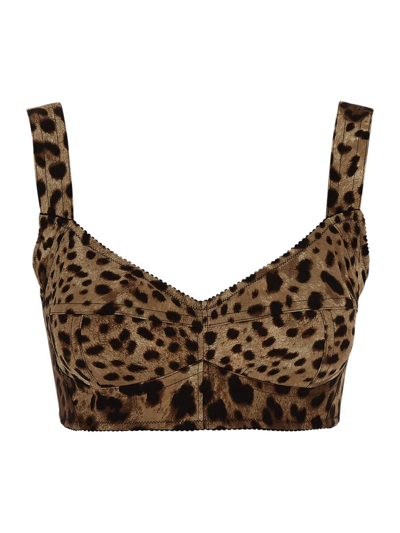 Shop Dolce & Gabbana Leopard Top In Brown