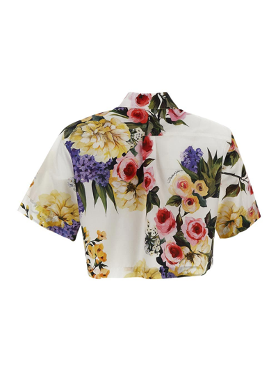 Shop Dolce & Gabbana Cropped Cotton Shirt In Multicolor