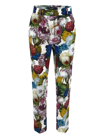 Shop Dolce & Gabbana Cotton Trousers In Multicolor