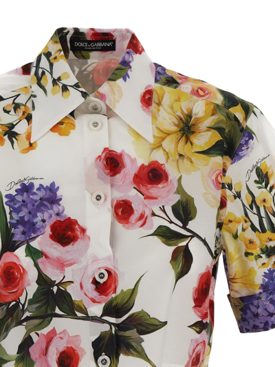 Shop Dolce & Gabbana Cropped Cotton Shirt In Multicolor