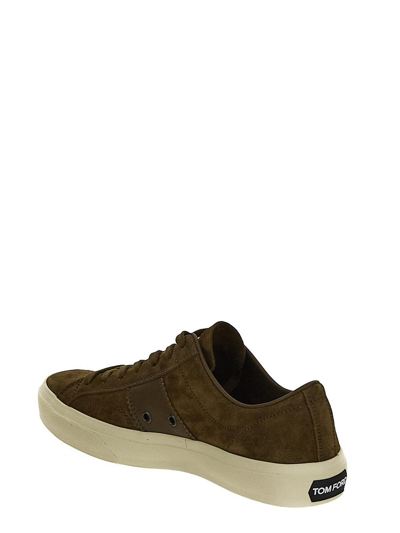Shop Tom Ford Leather Sneakers In Green