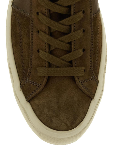 Shop Tom Ford Leather Sneakers In Green