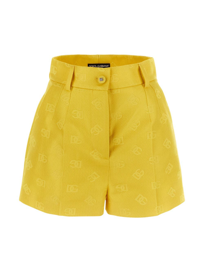 Shop Dolce & Gabbana Cotton Shorts In Yellow