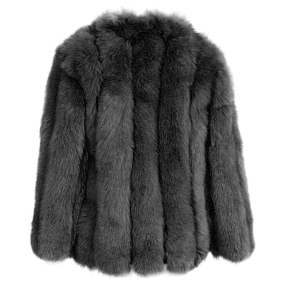 Wanan Touch Reine Dark Grey Fox Fur Jacket