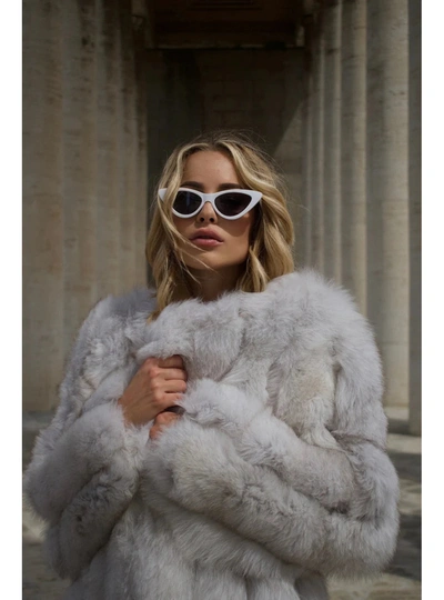 Wanan Touch Reine Dark Grey Fox Fur Jacket