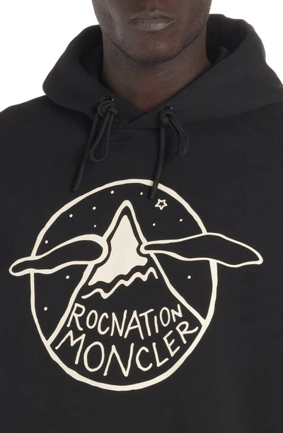 Shop Moncler Genius X Roc Nation Cotton Graphic Hoodie In Black