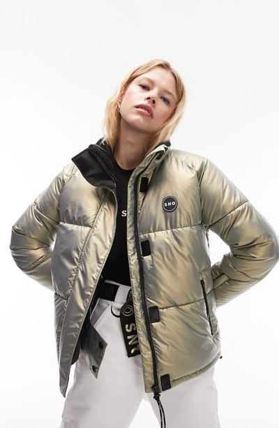 Shop Topshop Sno Shine Puffer Ski Jacket In Gold