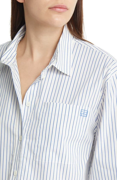 Shop Frame Stripe Wide Sleeve Crop Shirt In Cobalt Multi