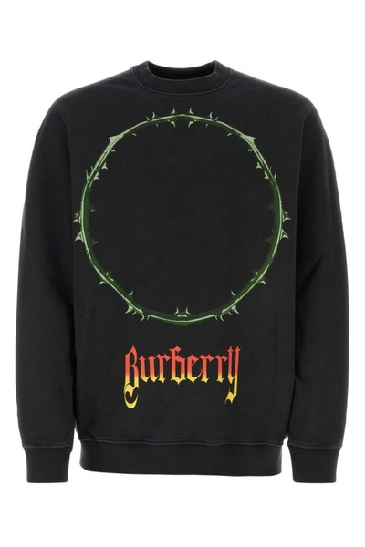 Shop Burberry Man Black Cotton Oversize Sweatshirt