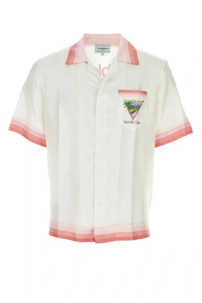 Shop Casablanca Man Printed Silk Shirt In Multicolor