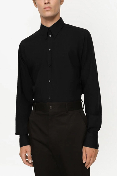 Shop Dolce & Gabbana Men Poplin Shirt In Black