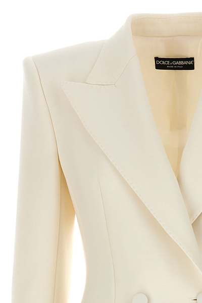 Shop Dolce & Gabbana Women Long Double Breast Coat In White