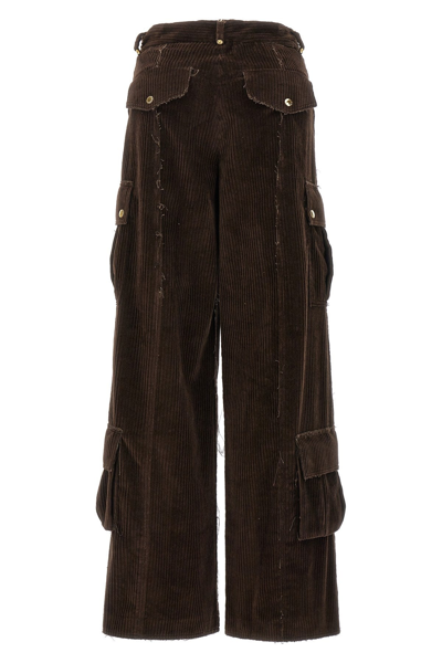 Shop Dolce & Gabbana Women Ribbed Cargo Pants In Brown