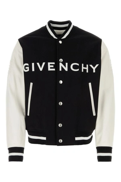 Shop Givenchy Man Black Felt Bomber Jacket
