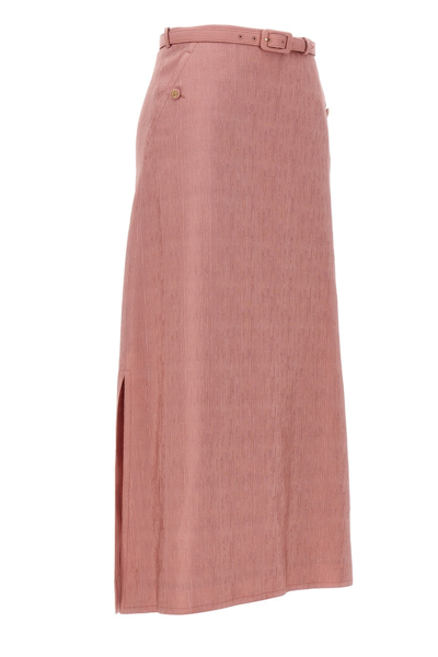 Shop Gucci Women Belted Longuette Skirt In Pink