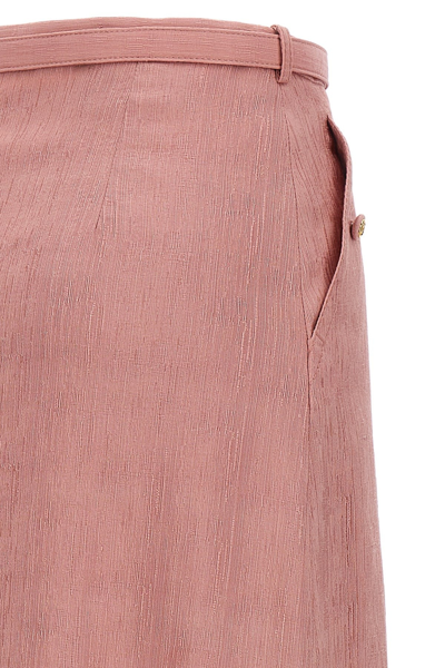 Shop Gucci Women Belted Longuette Skirt In Pink