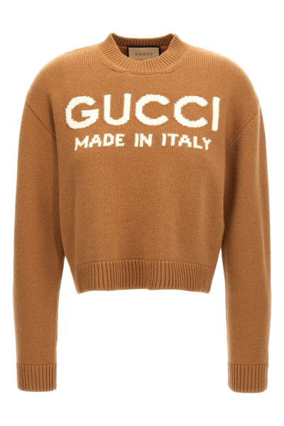 Shop Gucci Women Jacquard Logo Sweater In Cream