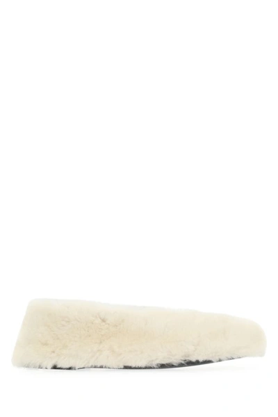 Shop Khaite Woman Ivory Shearling Marcy Ballerinas In White