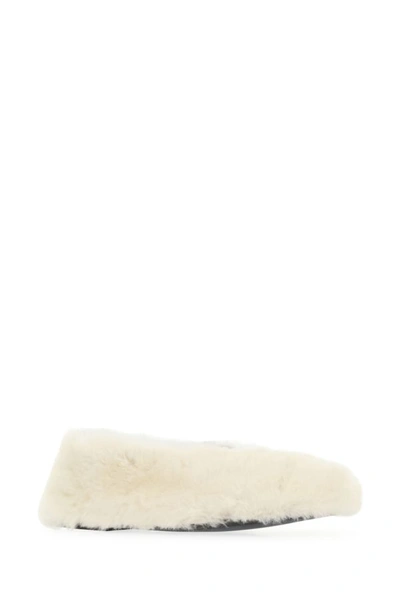 Shop Khaite Woman Ivory Shearling Marcy Ballerinas In White