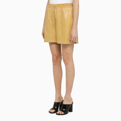 Shop Loewe Beige Leather Shorts Women In Cream