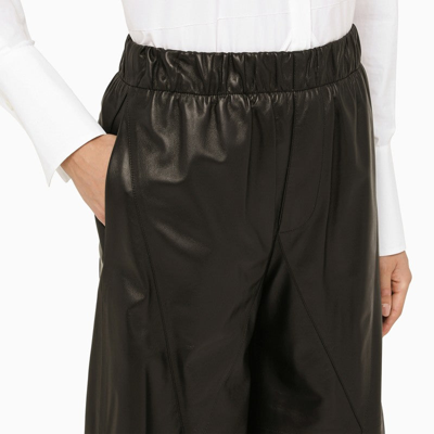 Shop Loewe Black Nappa Leather Cropped Trousers Women
