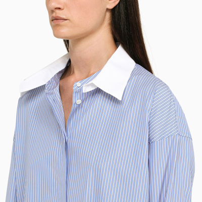 Shop Loewe Blue Striped Deconstructed Shirt Women