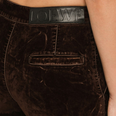 Shop Loewe Cotton Coffee Trousers Women In Brown