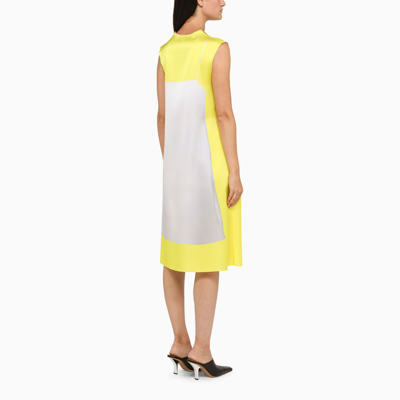 Shop Loewe Midi Satin Dress Yellow/grey Women