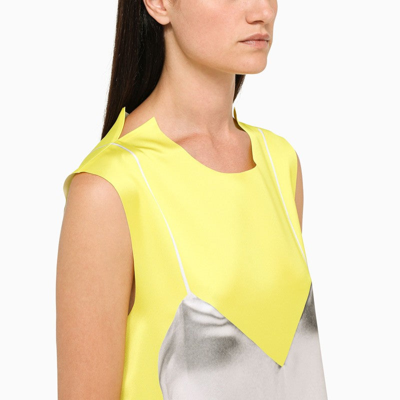 Shop Loewe Midi Satin Dress Yellow/grey Women