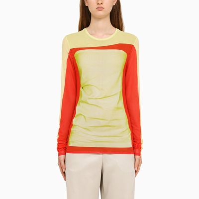 Shop Loewe Yellow/red Crew-neck Top Women
