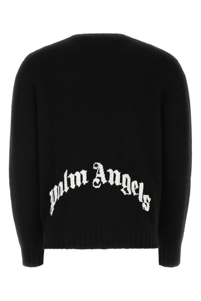 Shop Palm Angels Man Black Wool Blend Sweater