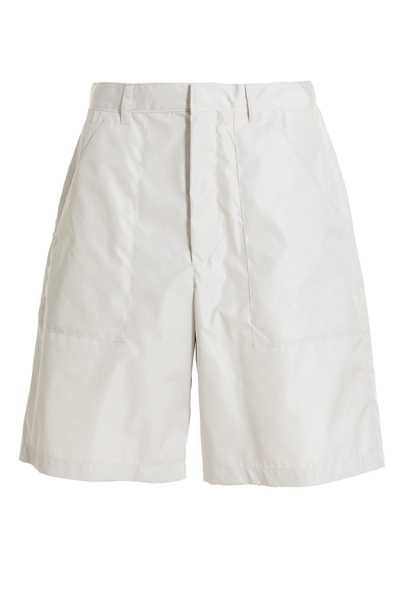 Shop Prada Men Re-nylon Bermuda Shorts In White