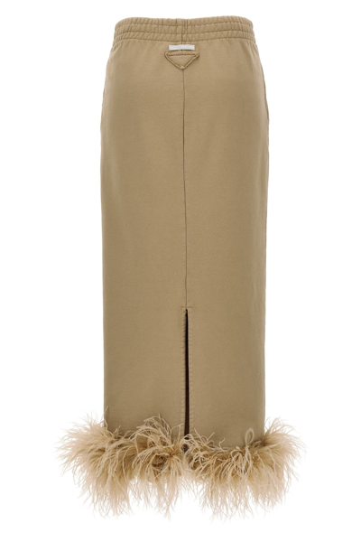 Shop Prada Women Feather Midi Skirt In Cream