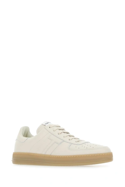 Shop Tom Ford Man Sand Leather Sneakers In Brown