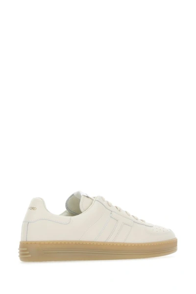 Shop Tom Ford Man Sand Leather Sneakers In Brown
