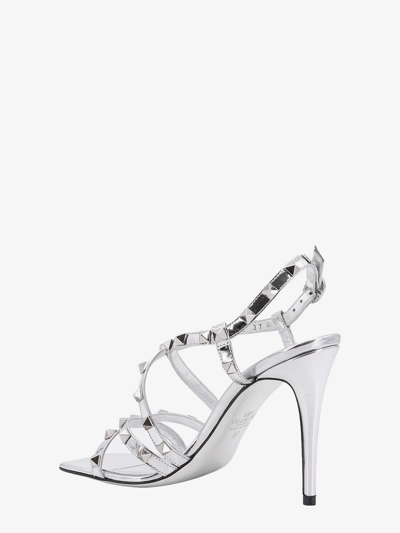Shop Valentino Garavani Woman Rockstud Woman Silver Sandals