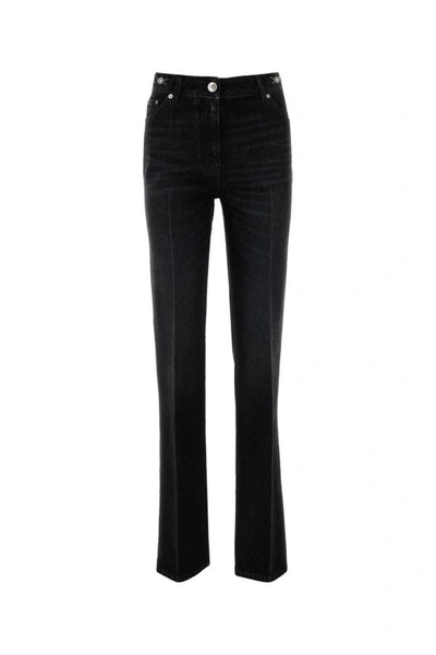 Shop Versace Woman Black Denim Jeans