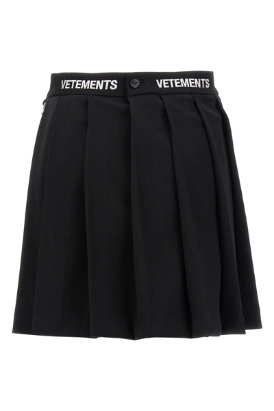Shop Vetements Women Logo School Girl Skirt In Black