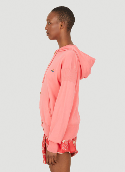 Shop Vivienne Westwood Women Orb Hooded Cardigan In Pink