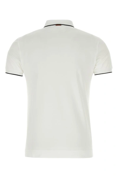 Shop Zegna Man White Stretch Piquet Polo Shirt