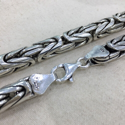 Pre-owned Bali 11mm Mens King  Byzantine Chain Necklace 925 Silver Sterling 349gr 27.16inch