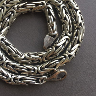 Pre-owned Bali 11mm Mens King  Byzantine Chain Necklace 925 Silver Sterling 349gr 27.16inch
