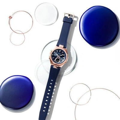 Pre-owned Casio Baby-g G-ms Msg-b100g-2ajf Women's Watch Solar Bluetooth Navy Resin Band